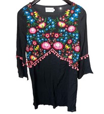 ASOS Liquor Poker Dress Womens Sz 6 Kaftan Embroidered Pom Pom Boho Blogger Fave
