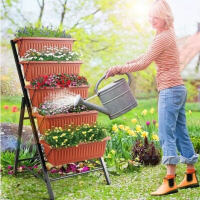 Outdoor Vertical Raised Garden Bed w/5-Tier Vegetable Elevated Planter Box Herb