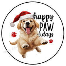 HAPPY PAW-LIDAYS HOLIDAYS DOG ENVELOPE SEALS LABELS STICKERS PARTY FAVORS