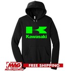 KAWASAKI BLACK PREMIUM FLEECE HOODIE GREEN Racing Sweatshirt Ninja Motorcycle