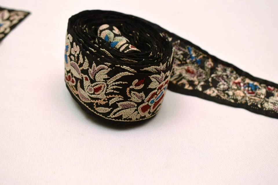 Antik Parsi Gara Sari Kor Border Spitze Pfau Hand Bestickt Bird Band " F19 - Bild 4 von 4