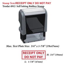 Receipt Only Do Not Pay - Trodat 4912 Self Inking Rubber Stamp