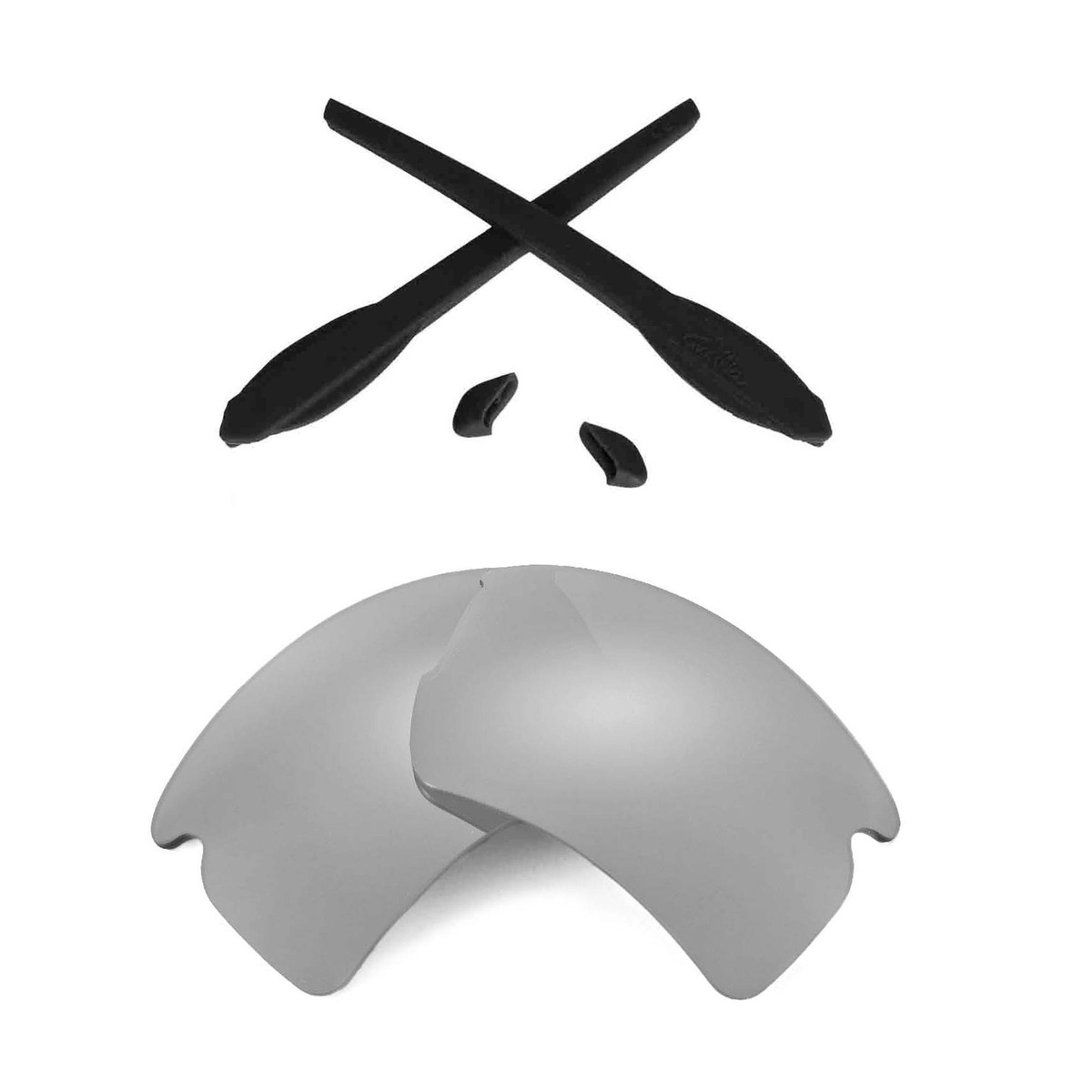 アナザー Walleva Titanium Polarized Lenses + Black Rubber Kit For Oakley
