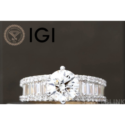3CTW Round D/VS1 CVD Lab Grown Diamond Engagement & Wedding 14K Yellow Gold Ring