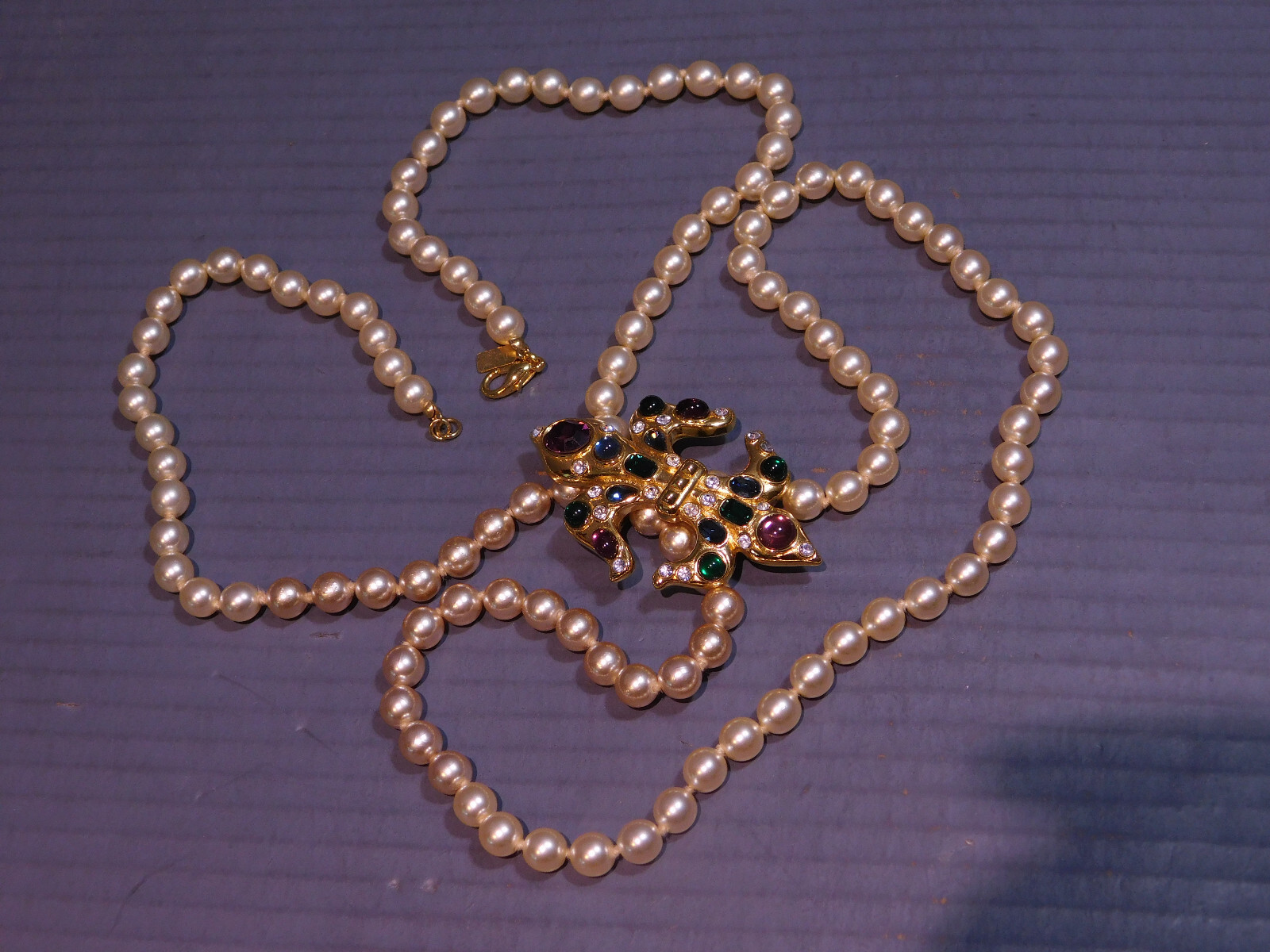 MVH Von Habsburg Fleur De Lis and Pearl Necklace Gem