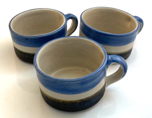 Vintage Chatham Pottery Anthony Striped Stoneware Mugs Set of 3