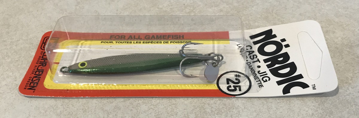 Luhr Jensen Nordic Lead Jig #25 SILVER GREEN TAIL BLADE Mooching