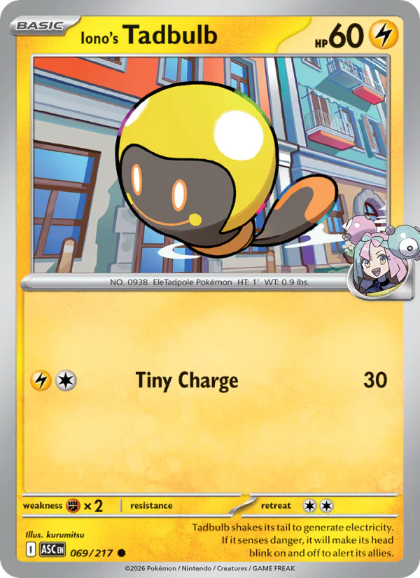 Iono's Tadbulb 69/217 Common | Ascended Heroes | Pokemon Card