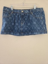 Womens Pink × Love Shack Fancy Denim Skirt Bright Medium Wash With Bows Sz Xxl