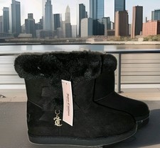 NWT Juicy Couture Kodak Boots Girls Faux Fur With Bows Black Size 5M