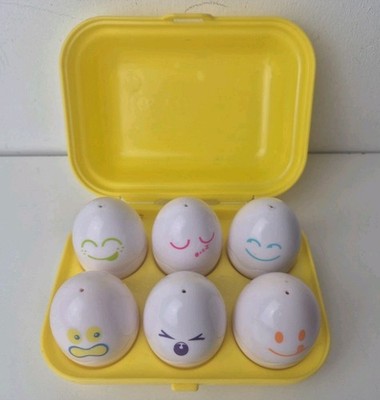 Vintage 1993 TOMY Play n Learn Verstecken & Quietschen Spielzeug Eier - Formsortierer Eierbox