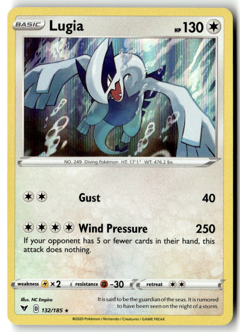Lugia 132/185 Holofoil - SWSH04: Vivid Voltage - PTCG - NM