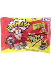 3.59oz Warheads Sour Taffy 12 Bars Green Apple Black Cherry Mystery Flavor Candy