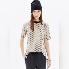 Madewell 100 Silk Polka Dot Short Sleeve Blouse Size S