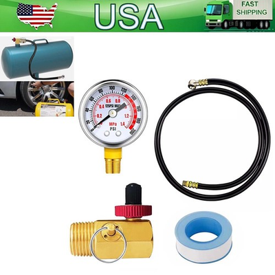 #ad Air Tank Valve Kit with Gauge Air Tank Repair Kit with Pressure Gauge US Stock $14.90