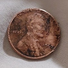 1967 Lincoln no mint mark with die error, and several other errors, penny.