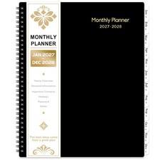 2027-2028 Monthly Planner - 2 Year 2027-2028, 9 X 11 inches, Black