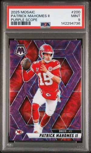 2025 PANINI MOSAIC PURPLE SCOPE #200 PATRICK MAHOMES II PSA 9