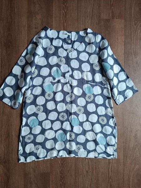 Women White Stuff Dress Blue Linen 52