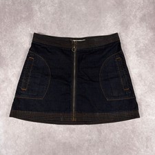 Abercrombie Fitch Denim Mini Skirt Front Zip Contrast Stitch Size 6 Dark Wash