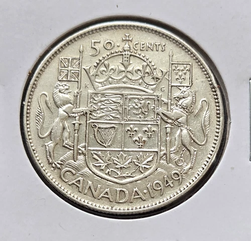 1949 Canada Silver 50-Cent Half Dollar - 80% Silver Coin - Good Date