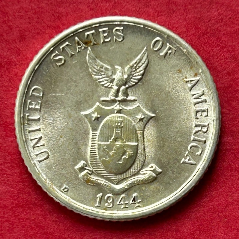 1944-D Philippines 20 Centavos Silver Coin