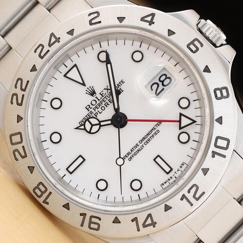 PAPER ROLEX MENS EXPLORER II 16570 40MM STEEL GMT POLAR WHITE STEEL WATCH