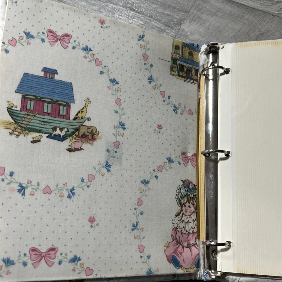 Álbum de fotos vintage feito à mão Grannycore Cottagecore bebê acolchoado tecido fichário - Imagem 2 de 4