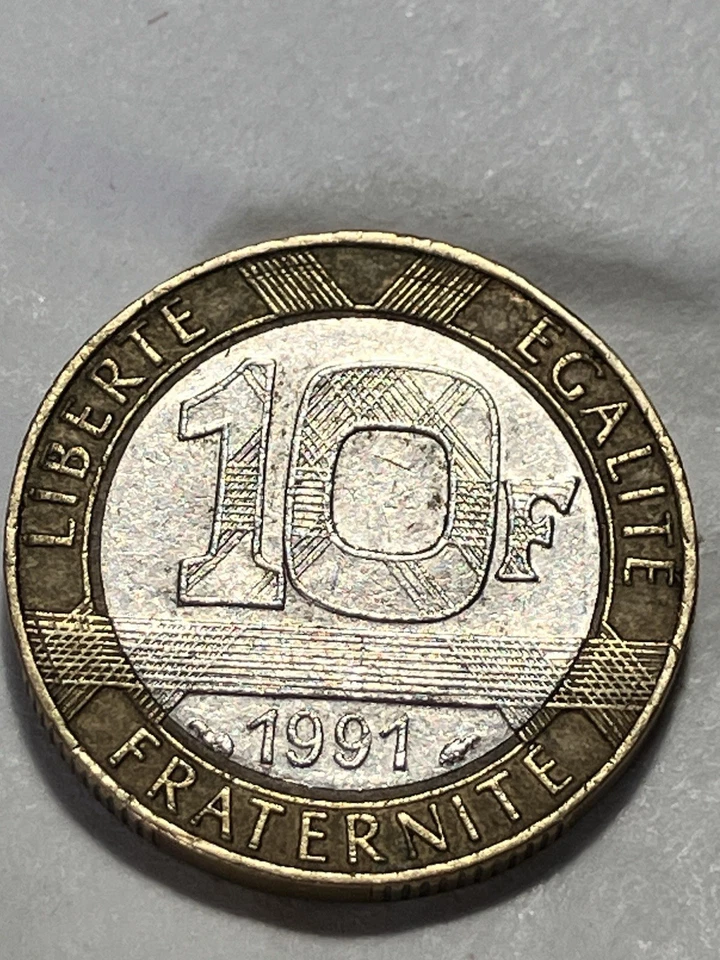 Moneda de plata y oro Liberte -Egalite-Fraternite 10 F 1991 vintage Foto 2 de 4