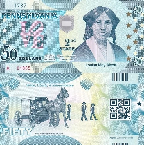 USA - 50 Dollars 2014 UNC 2rd state Pennsylvania - Polymer Souvenir Lemberg-Zp