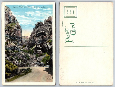 #ad Apache Trail Roosevelt Dam Arizona Canyon Landscape Postcard S. H. Kress c1910s $1.99