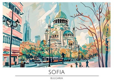 Sofia Bulgarien Stadtbild Wandkunst Dekor Moderne urbane Szene Stadtan