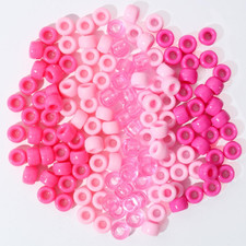 1200Pcs 6X9Mm Pony Bead for Bracelet Making Kit, 5 Style Pink Colors Kandi Beads