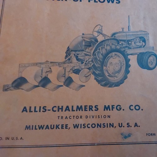 Vintage Allis Chalmers Pick Up Plows WD 52 53 Operating Instructions Manual - Picture 3 of 9