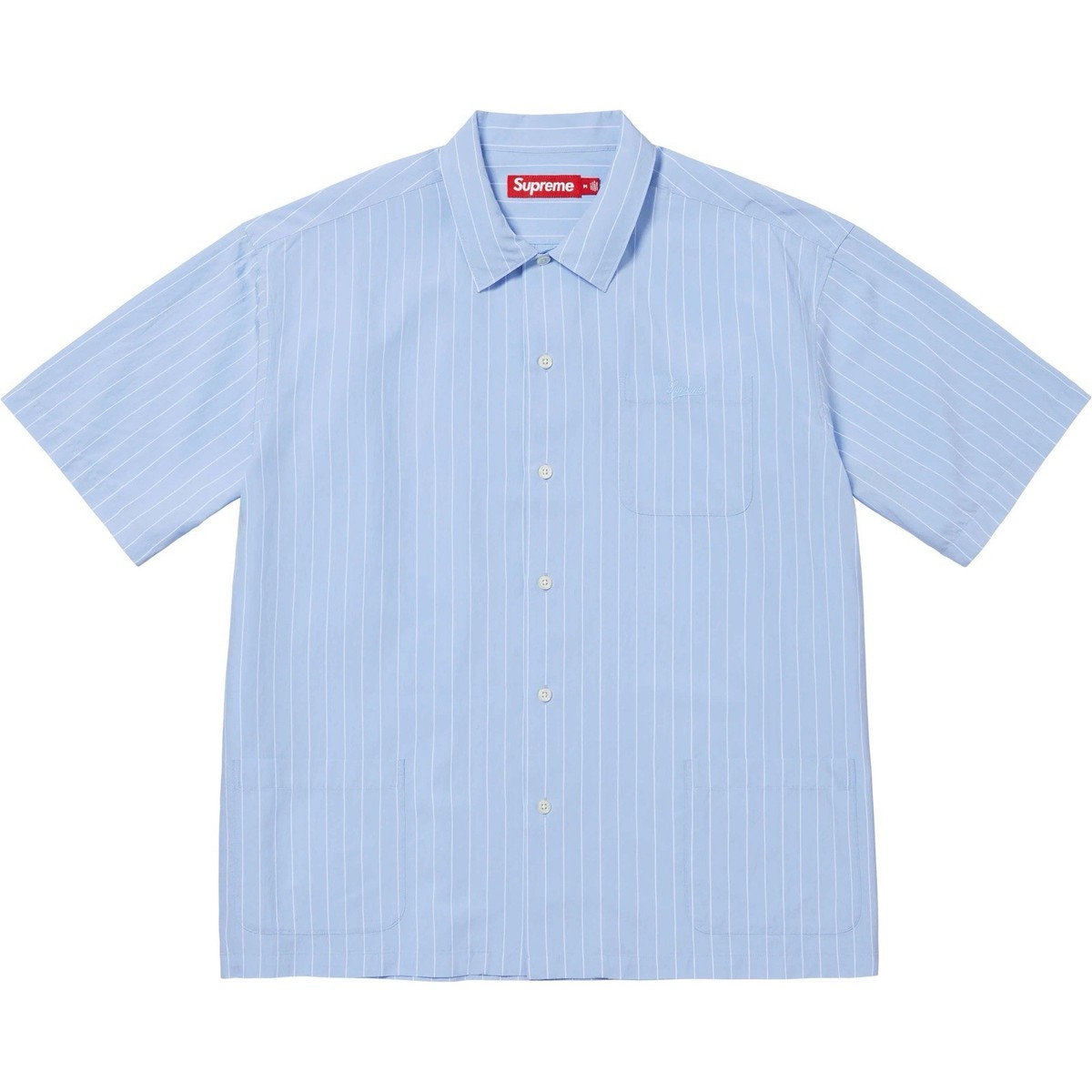 Supreme Stripe Short-Sleeve Pajama Shirt 'Light Blue' Viscose SS25