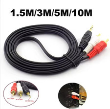 For Mp3 Phone 3.5mm Jack Male to 2 RCA Male AV Cord AUX Audio Cable 1.5/5/10M