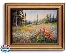 Gold Framed Wall Art Vintage Floral Canvas Wall Art Wildflower Fi