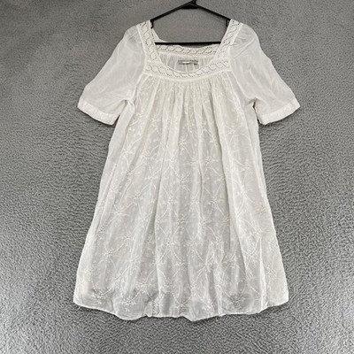 AllSaints Blessed Smock Dress Womens 6 White Swing Boho Peasant Embroidered  | eBay
