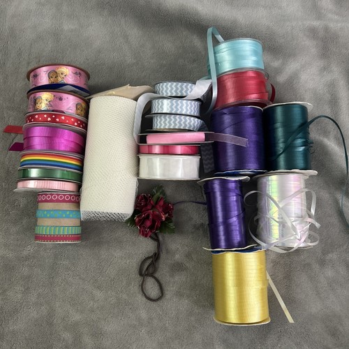 Large Craft Ribbon Lot Bulk Assorted Colors Patterns Crafting Sewing DIY