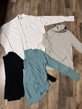Womens Medium Cold Weather Essentials Turtleneck Cardigan Long Sleeve Shirt Lot