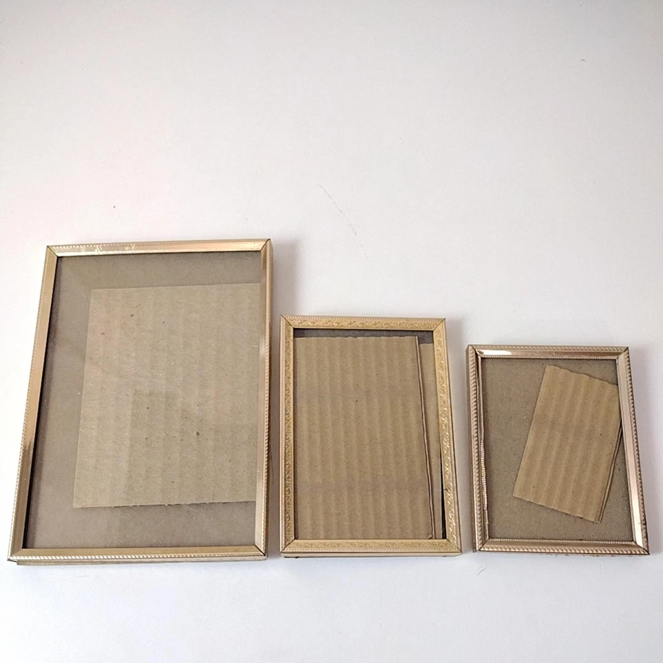 Juego de 3 marcos de fotos de metal tono dorado vintage de mesa 5x7 3,5x5 3,25x4,25 Foto 3 de 4