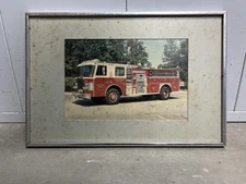 Vintage Original Winter Park Fire Dept  Pumper Fire Truck Framed Picture