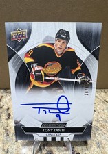 2024-25 UD Engrained Icons Tony Tanti AUTO EBONY /49 Vancouver Canucks ON CARD!