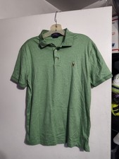 POLO RALPH LAUREN-MEN CUSTOM SLIM FIT-POLO SHORT SLEEVE-GREEN SHIRT-SIZE MEDIUM