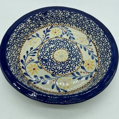 Sterling Home Ceramic Pie Plate Baking Dish Boho Polish-Style Floral Pattern EUC
