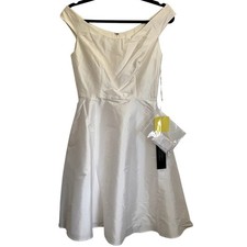 NWT Alfred Sung Off the Shoulder Cocktail Dress Sz 2 in Snow White