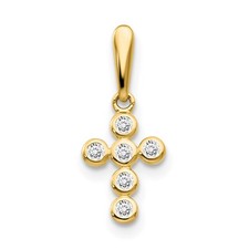 14k Yellow Gold Cubic Zirconia Children's Cross Pendant 0.28gm