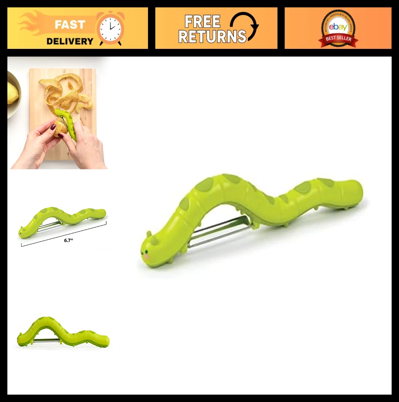 Fruit & Vegetable Peeler, Multi-Functional Caterpillar Design, Easy Grip, Kitche