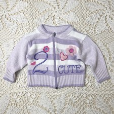 Vintage 1990s Baby Togs Baby Girl 12 Months 2 Cute Purple Cardigan Sweater
