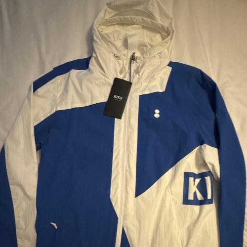 KITH Colette Men's Hooded Colorblock Windbreaker Jacket Blue White Medium